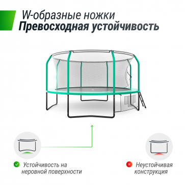 Батут Unix line Supreme Game с внутренней сеткой 14 футов - 430 см (зеленый) (TRUSUG14GR) - 7